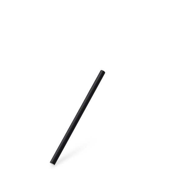 Trinkhalm Papier Schwarz, Ø8mm x 23cm