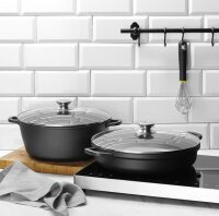 Kasserolle mit Antihaft-Beschichtung, HENDI, 7L, Schwarz, 367x290x(H)122mm