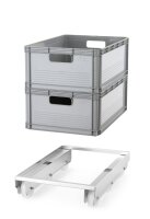 Trolley für Behälter, 6 Räder, HENDI, Silber, 655x415x(H)130mm