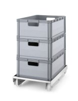 Trolley für Behälter, 6 Räder, HENDI, Silber, 680x490x(H)133mm