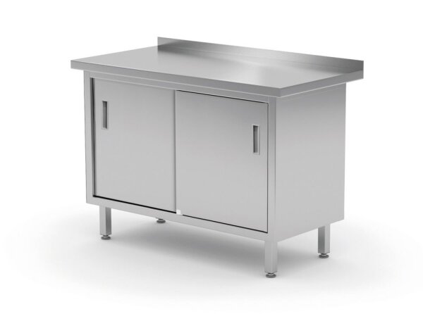 Arbeits-Schrank mit Schiebetüren, verschraubt, HENDI, Profi Line, Silber, 1400x600x(H)850mm