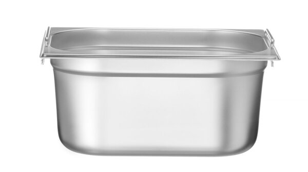 GN 1/2 Behälter, mit Fallgriffen, HENDI, Profi Line PLUS, GN 1/2, 9,5L, Silber, 325x265x(H)150mm