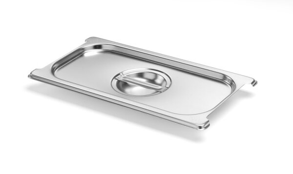 Deckel für GN Behälter mit Griffaussparung, HENDI, Profi Line PLUS, GN 1/3, Silber, 325x176mm