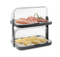 Roll-Top-Kühldisplay, doppelt, HENDI, Dunkelgrau, 440x320x(H)440mm